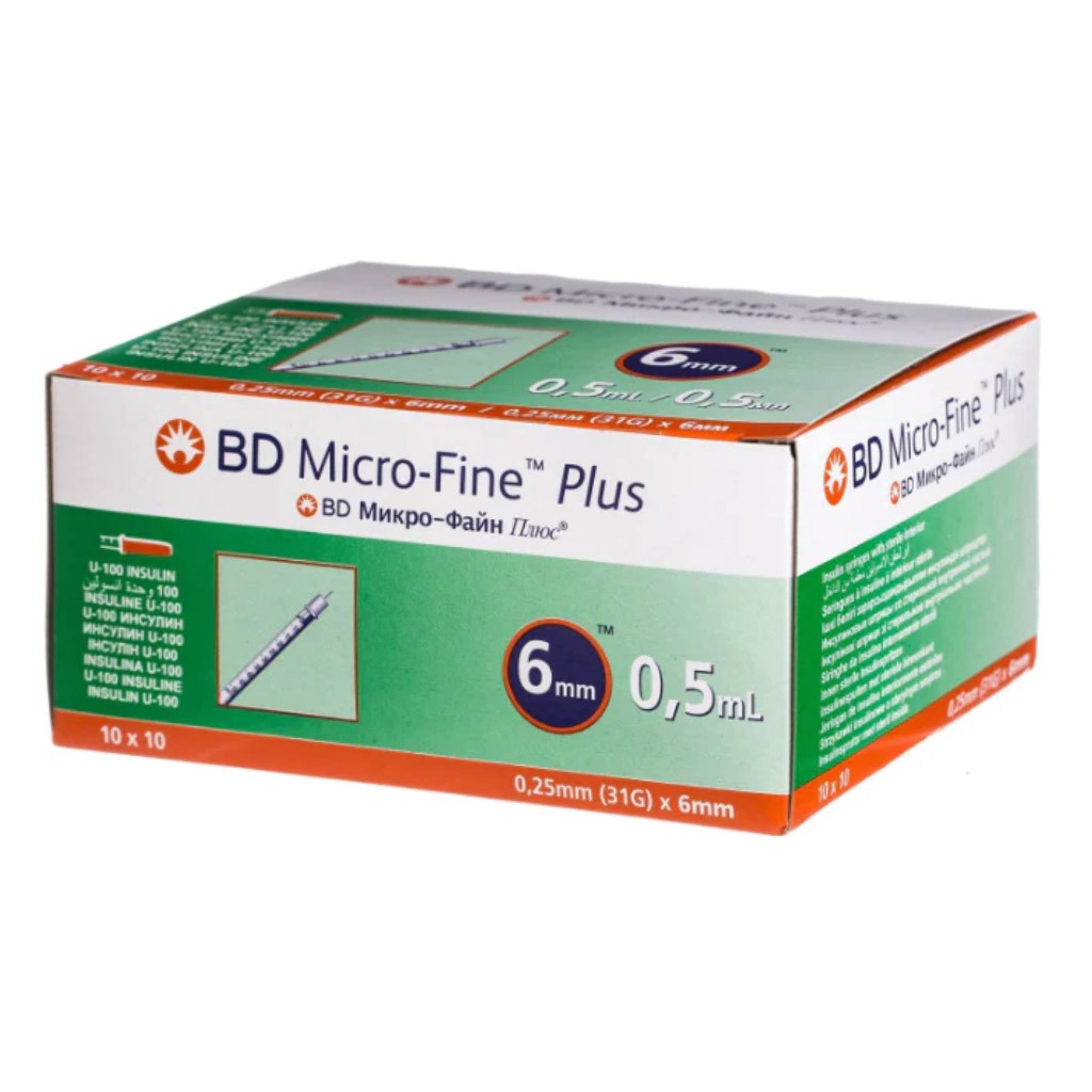 BD Micro-Fine+ Insulin Syringe 31g × 6mm 0.5ml 100's
