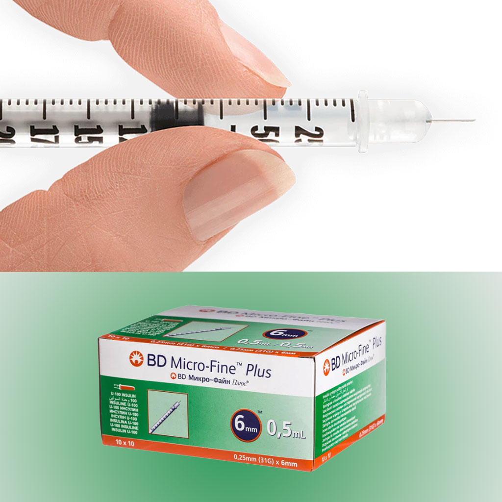 BD Micro-Fine+ Insulin Syringe 31g × 6mm 0.5ml 100's