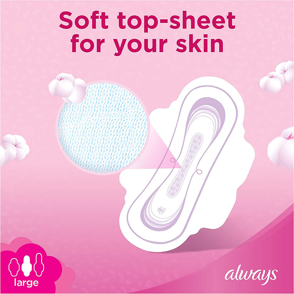 Always Cotton Soft Ultra Thin Large Sanitary Pads With Wings, Pack of 8's
