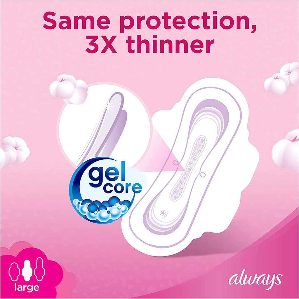 Always Cotton Soft Ultra Thin Large Sanitary Pads With Wings, Pack of 8's