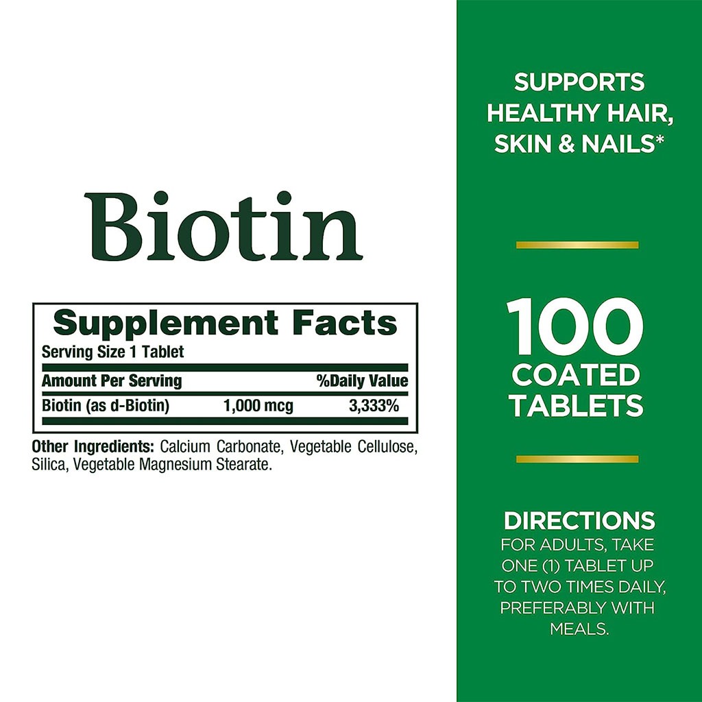 Nature's Bounty Biotin 1000 mcg Capsules 100's
