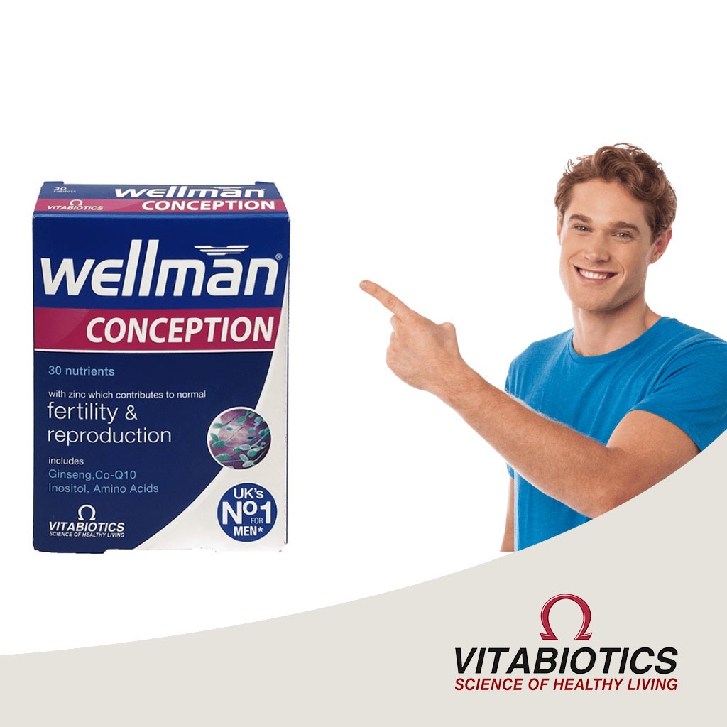 Vitabiotics Wellman Conception Supplement Tablets For Men's Fertility Support, Pack of 30's