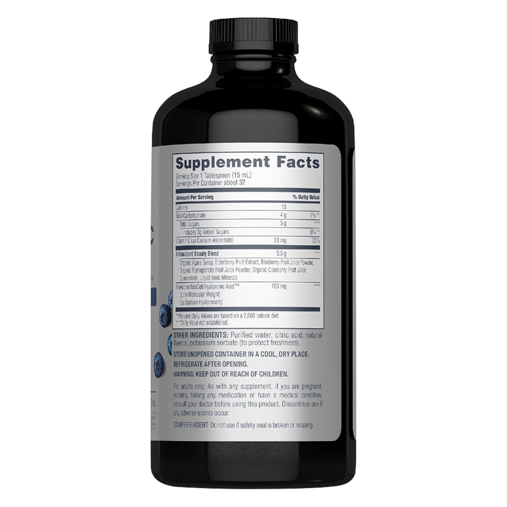 NeoCell Hyaluronic Acid Blueberry Liquid With Vitamin C For Skin & Joints 473ml