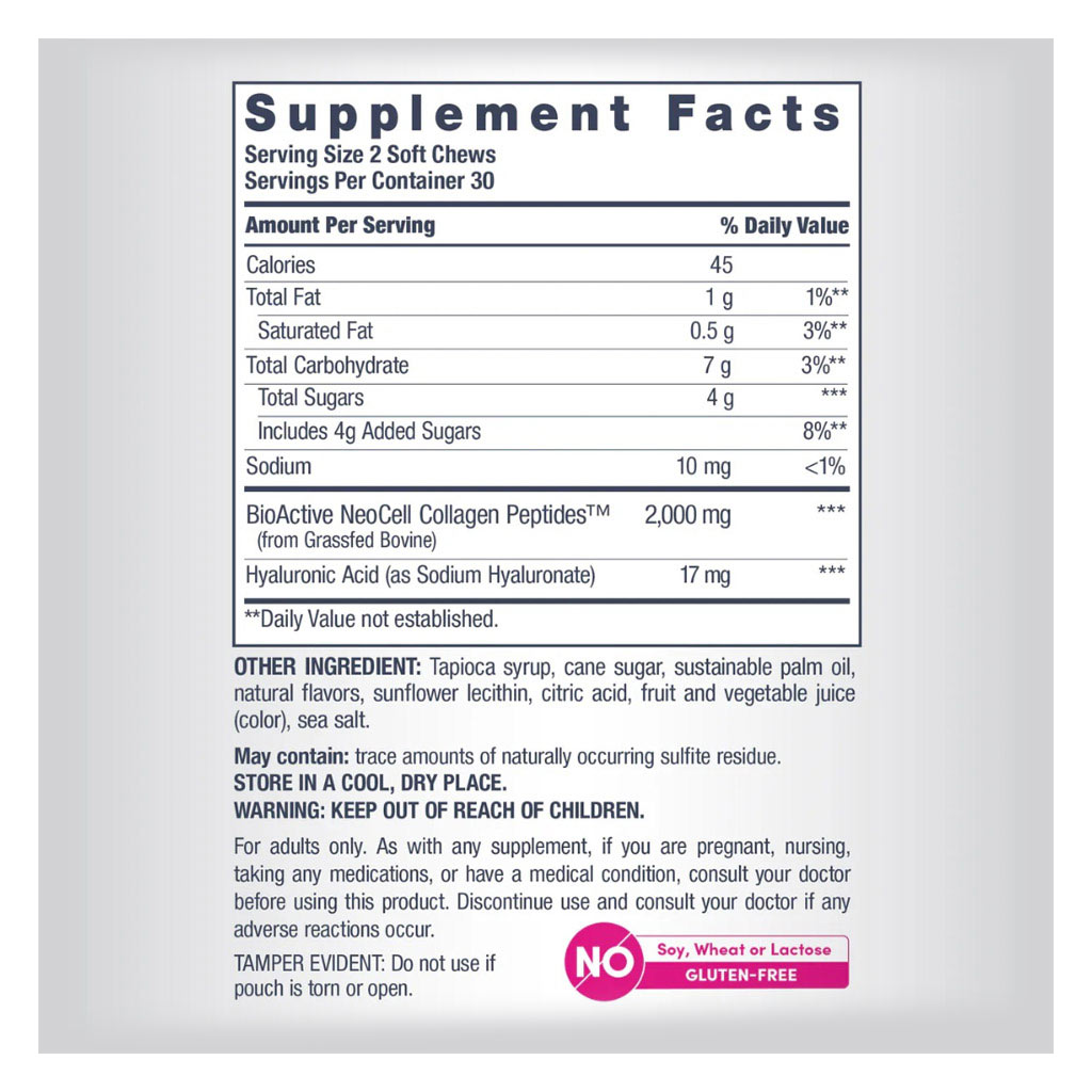 NeoCell Collagen Chews, Beauty Bursts For Skin, Hair And Nails, Fruit Punch Soft Chews, Pack of 60's