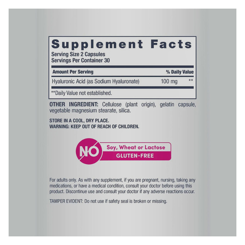 NeoCell Hyaluronic Acid Natural Moisturizer Capsules For Skin Hydration, Pack of 60's