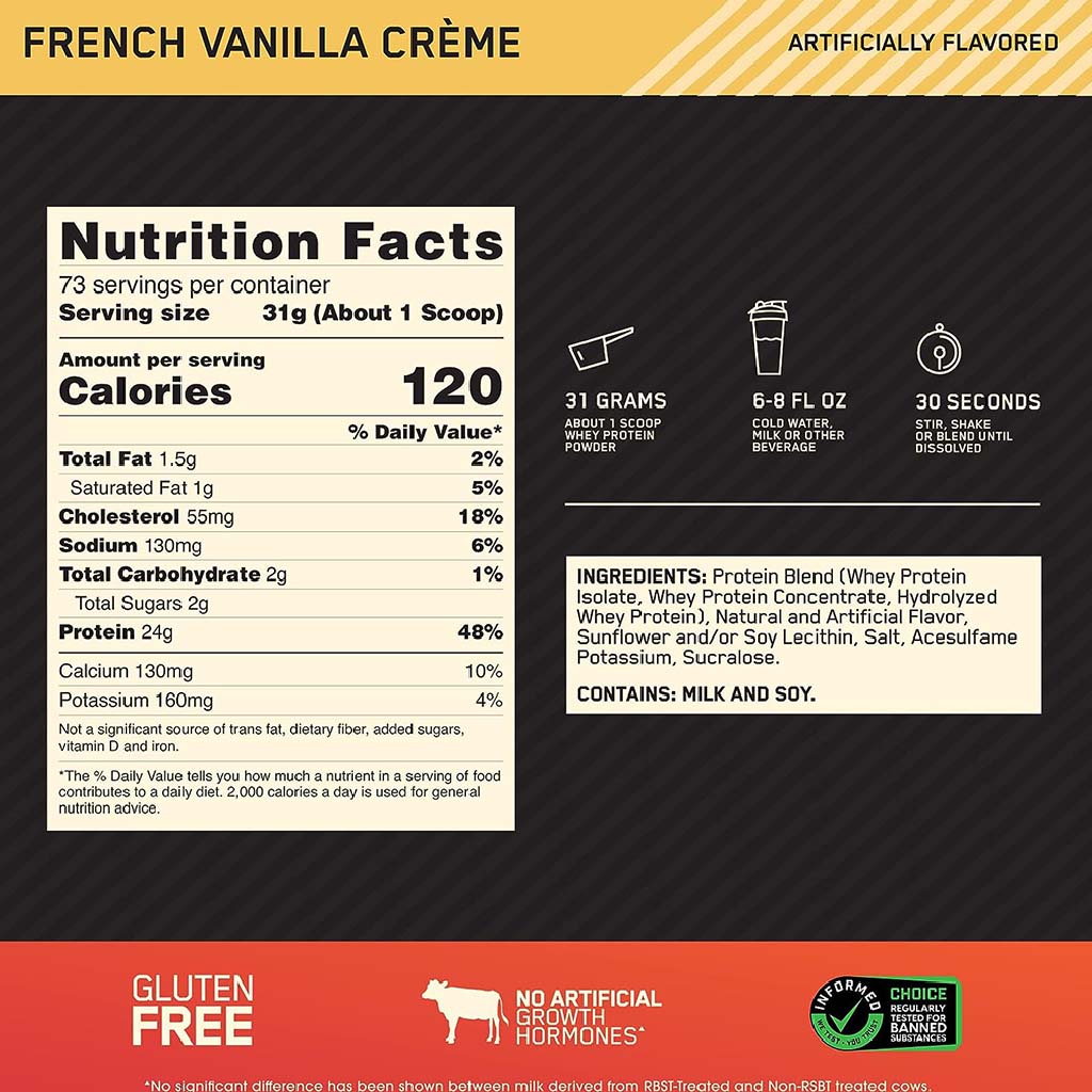 Optimum Nutrition Gold Standard 100% Whey Protein French Vanilla Cream 5lb