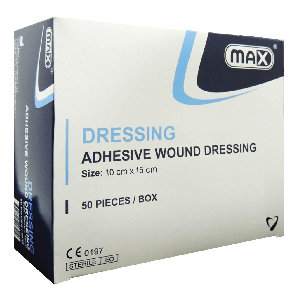 Max Adhesive Wound Dressing 10 cm x 15 cm, Pack of 50’s 