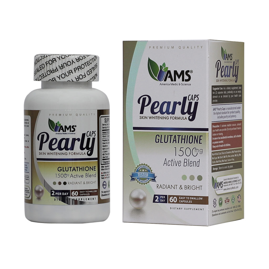 AMS Pearly Skin Whitening Glutathione Supplement Capsules For Radiant & Bright Skin, Pack of 60's