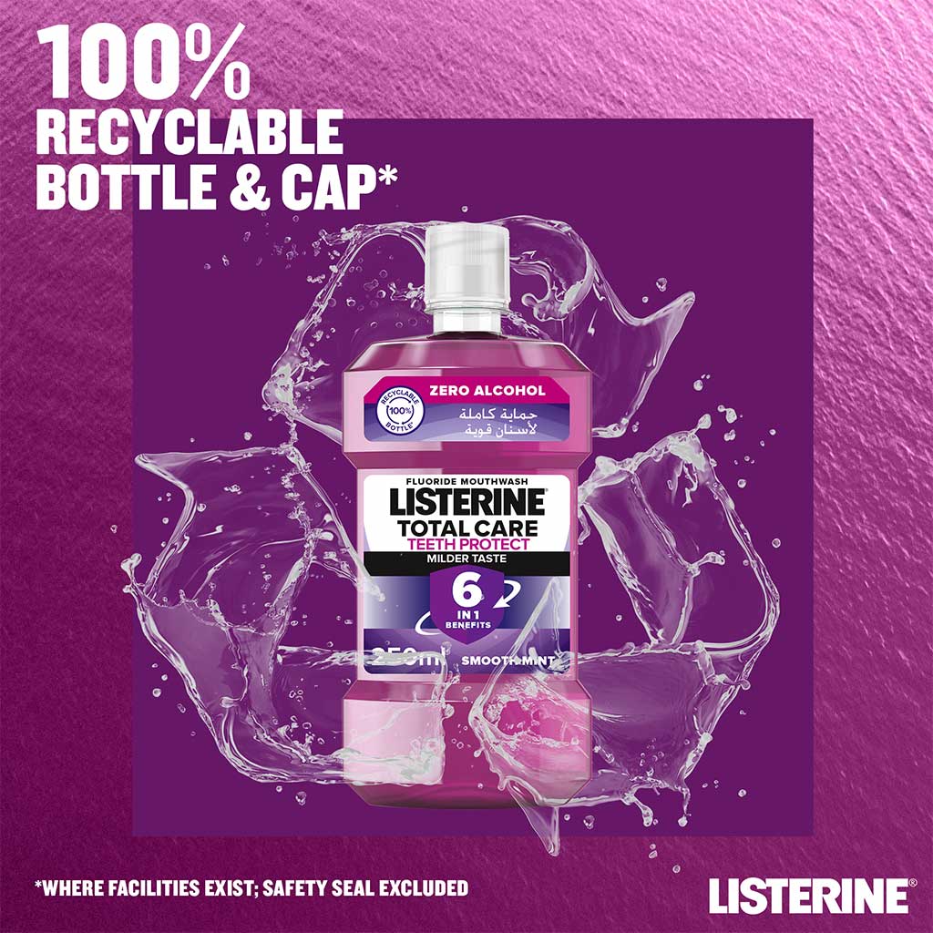 Listerine Total Care Teeth Protect Mild Taste Fluoride Mouthwash With Zero Alcohol 250ml