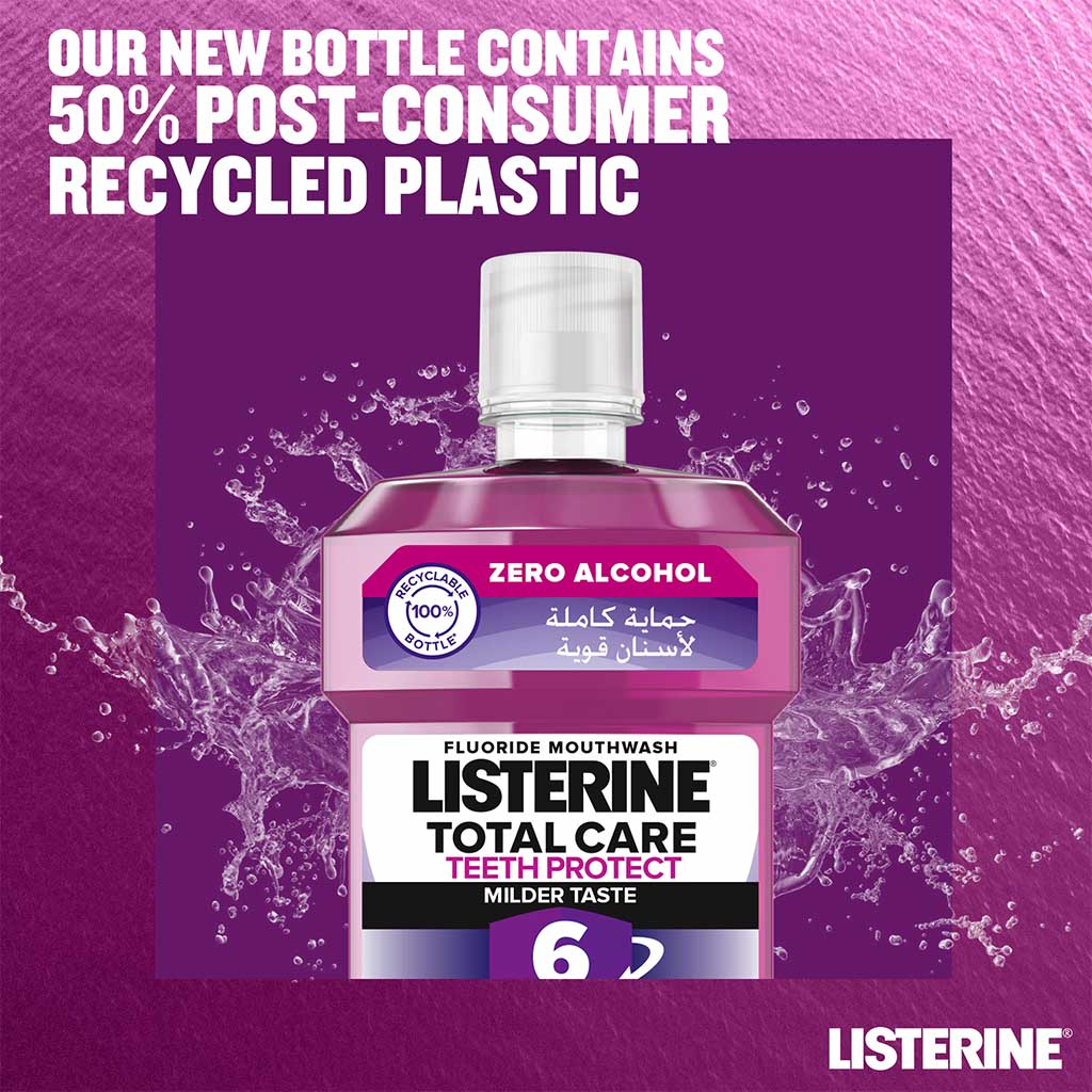 Listerine Total Care Teeth Protect Mild Taste Fluoride Mouthwash With Zero Alcohol 500ml