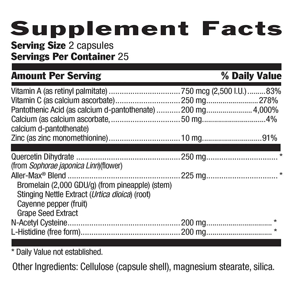 Country Life Aller-Max Vegetarian Capsule With Quercetin, Bromelain & Vitamin C, Pack of 50's