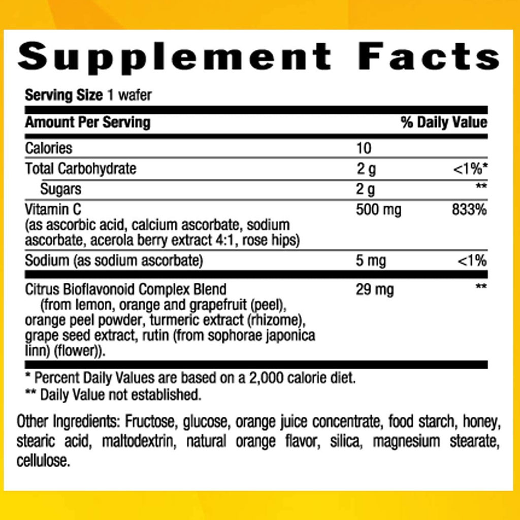 Country Life Antioxidant Vitamin C 500 mg Wafers For Immune Support, Pack of 90's