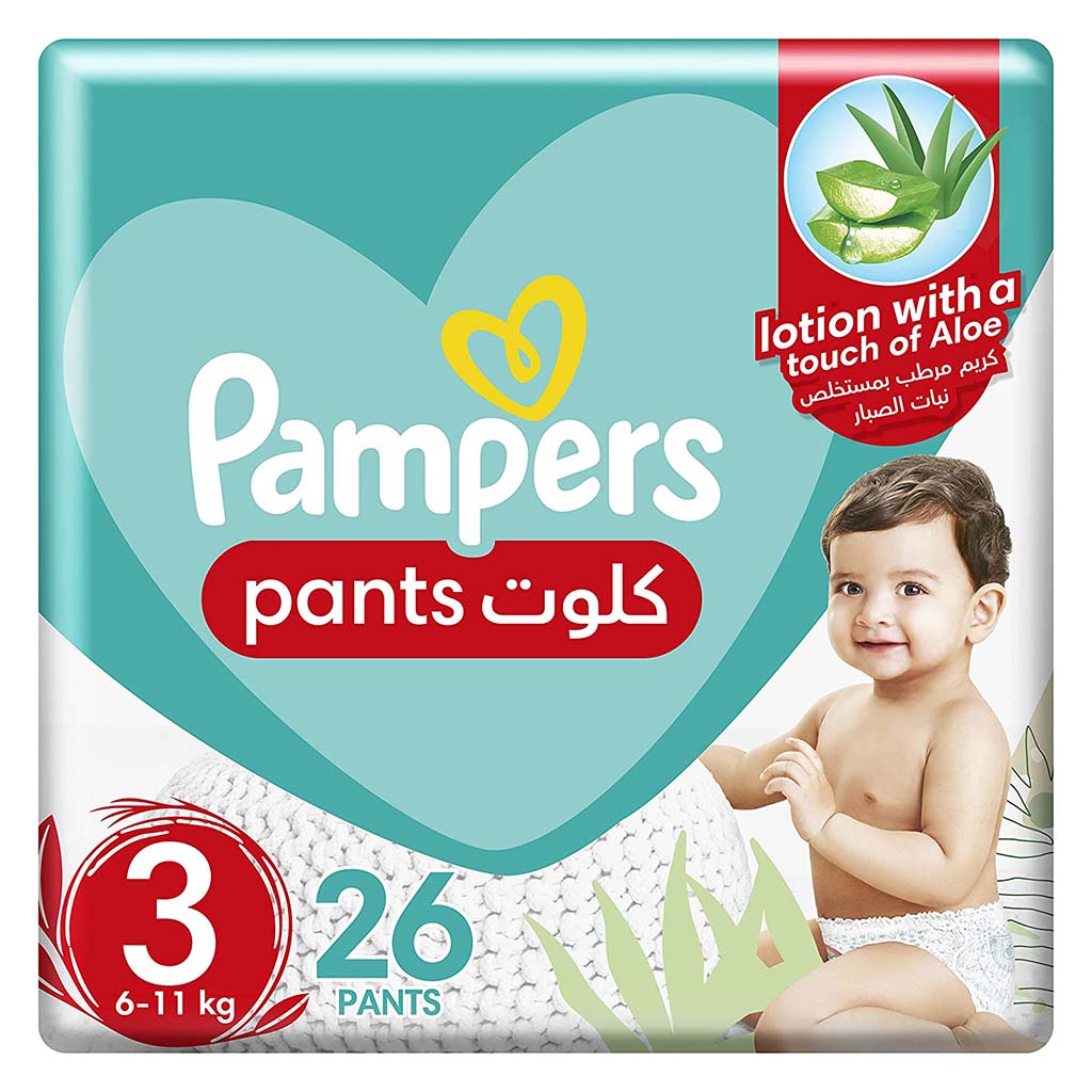 Pampers Baby Diaper Pants With Aloe Vera, Size 3, 6-11Kg, Mega Pack of 26's