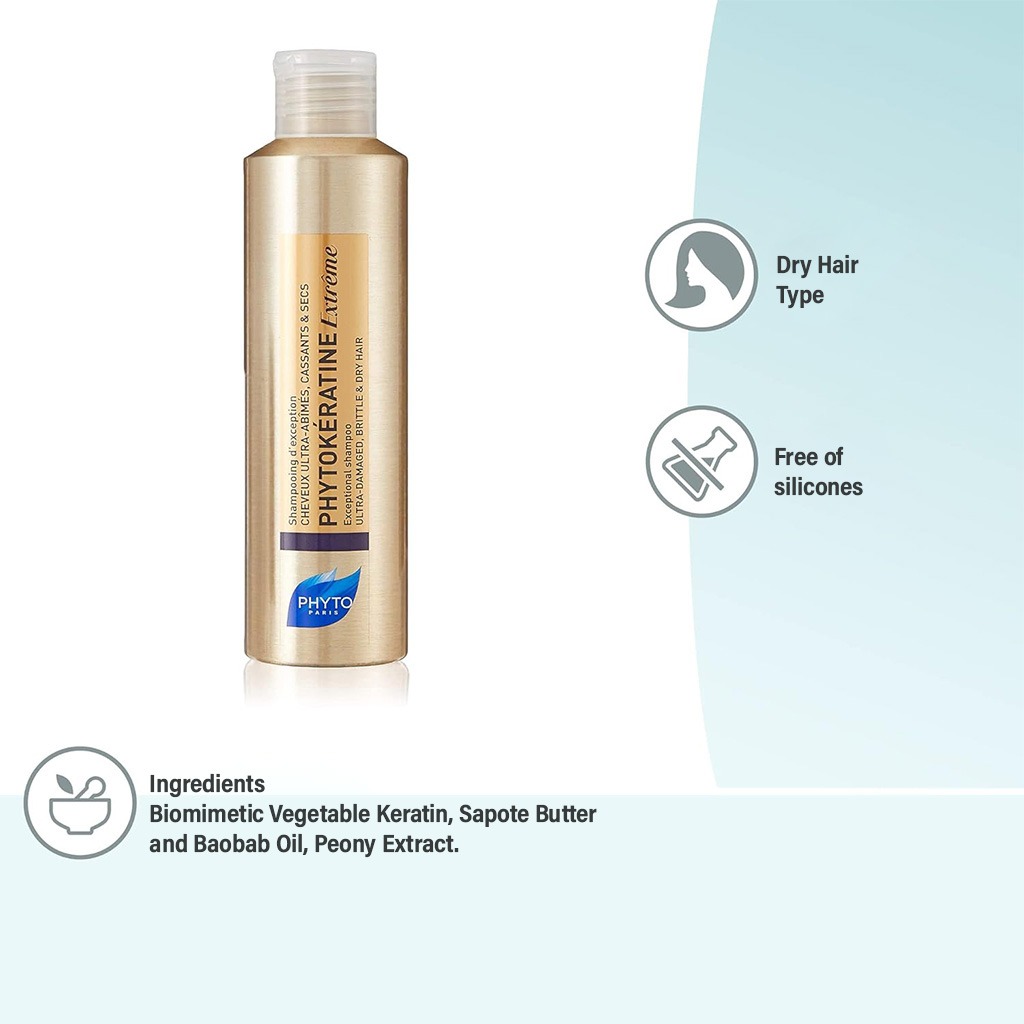 Phyto Phytokeratine Extreme Exceptional Shampoo For Damaged, Brittle & Dry Hair 200ml