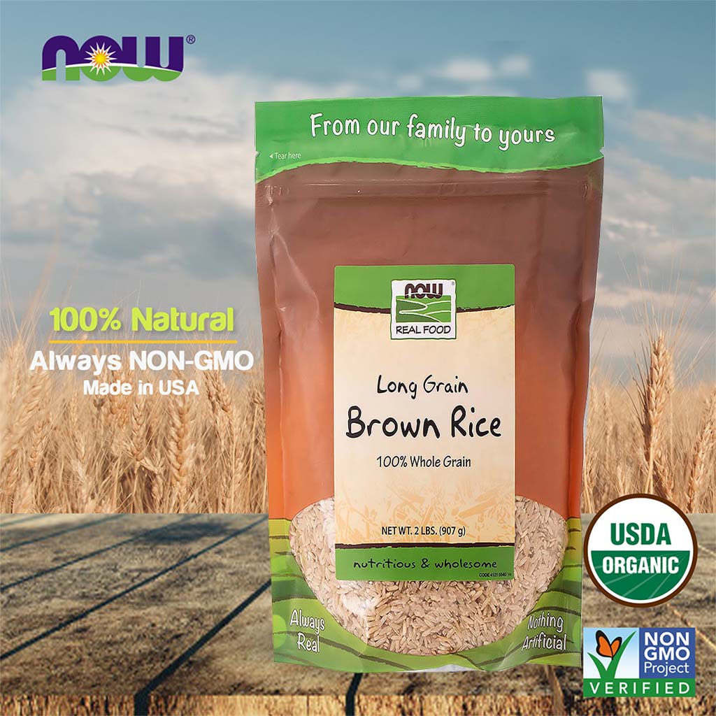 Now Long Grain Brown Rice Natural, Nutritious & Wholesome 908g