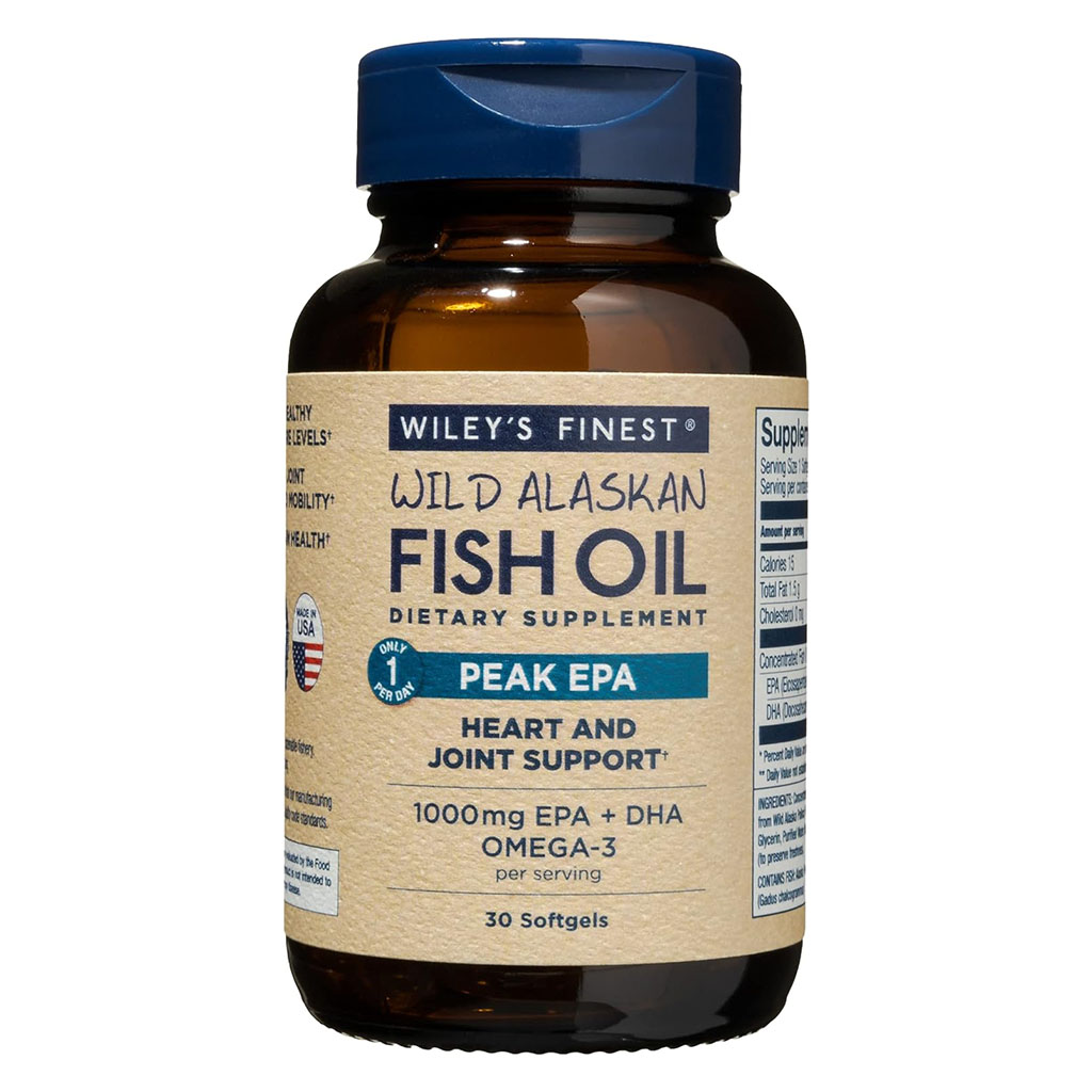 Wiley's Finest Peak EPA 1000mg Omega 3 Fish Oil Supplement Softgels, Pack of 30's