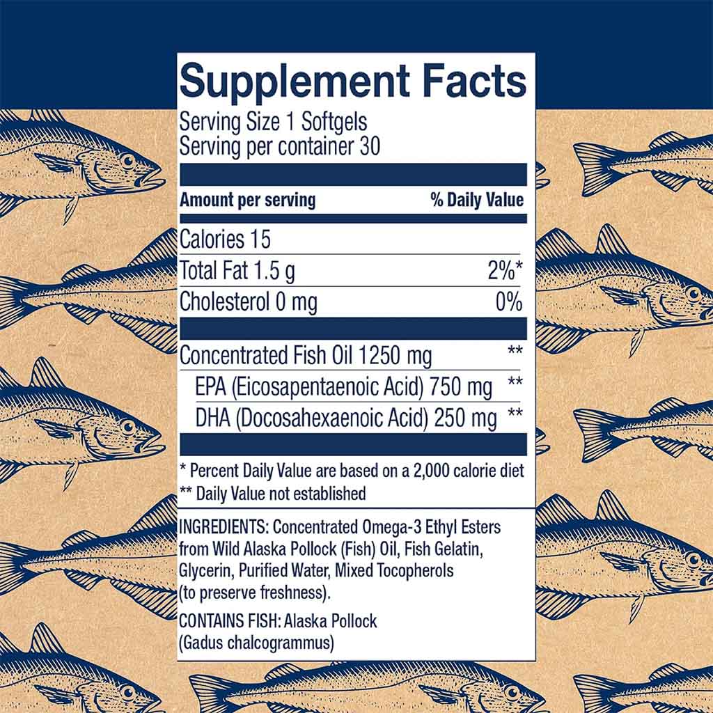 Wiley's Finest Peak EPA 1000mg Omega 3 Fish Oil Supplement Softgels, Pack of 30's