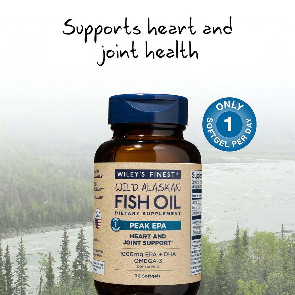Wiley's Finest Peak EPA 1000mg Omega 3 Fish Oil Supplement Softgels, Pack of 30's