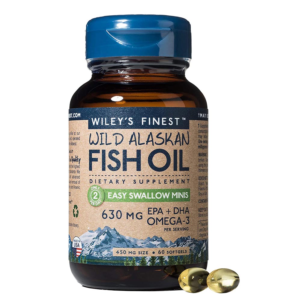 Wiley's Finest Easy Swallow Minis 630mg Omega 3 Fish Oil Supplement Softgels, Pack of 60's