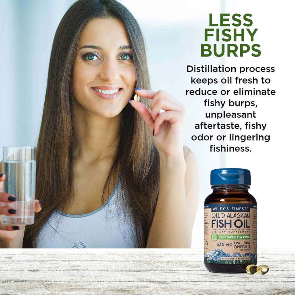 Wiley's Finest Easy Swallow Minis 630mg Omega 3 Fish Oil Supplement Softgels, Pack of 60's