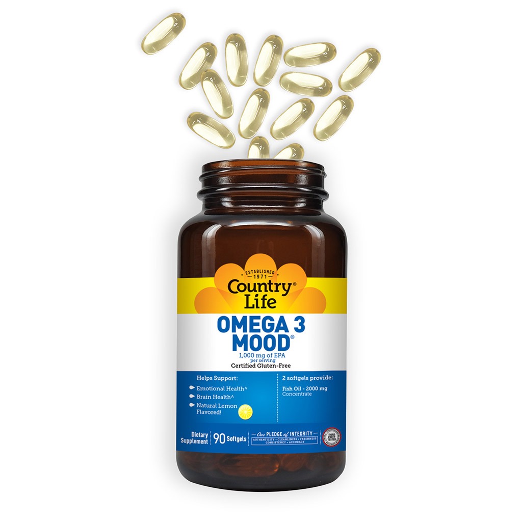 Country Life Omega 3 Mood 2000mg Fish Oil Supplement Softgels, Pack of 90's