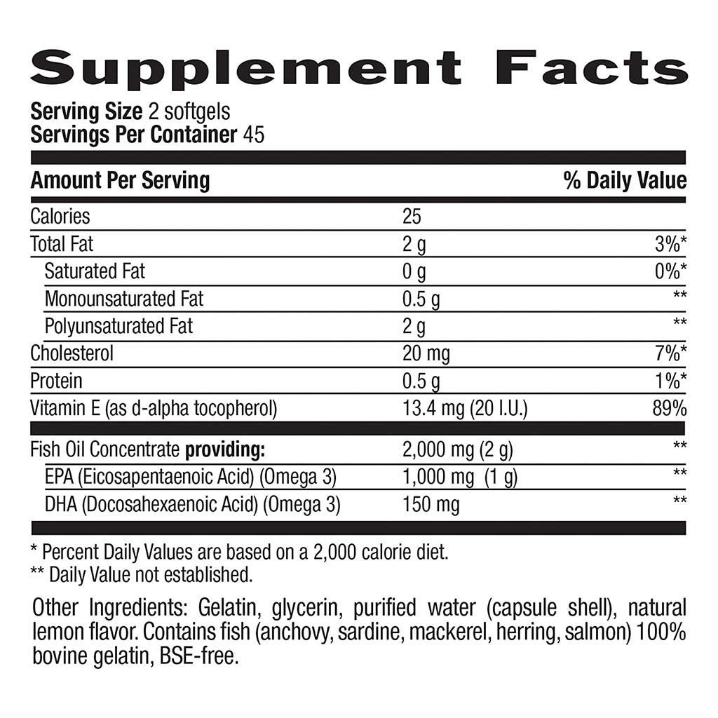 Country Life Omega 3 Mood 2000mg Fish Oil Supplement Softgels, Pack of 90's