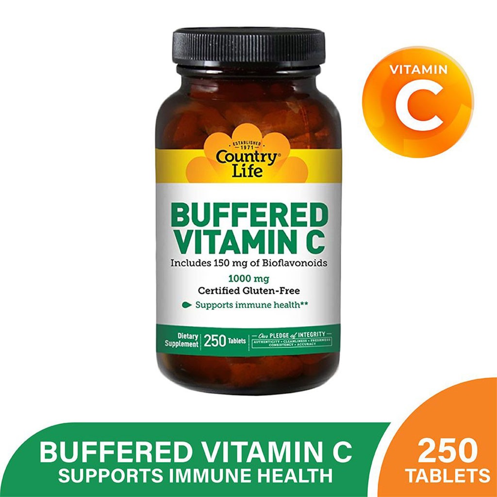 Country Life Buffered Vitamin C 1000 mg Tablets For Immunity, Pack of 250's