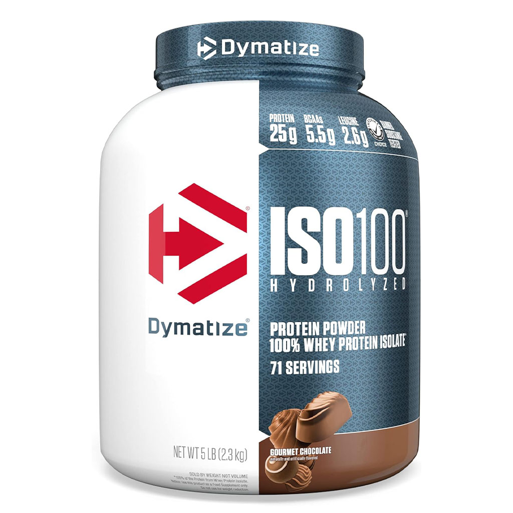 Dymatize ISO 100 Fast Absorbing Protein Powder, 100% Whey Protein Isolate, Gourmet Chocolate, 2.3kg
