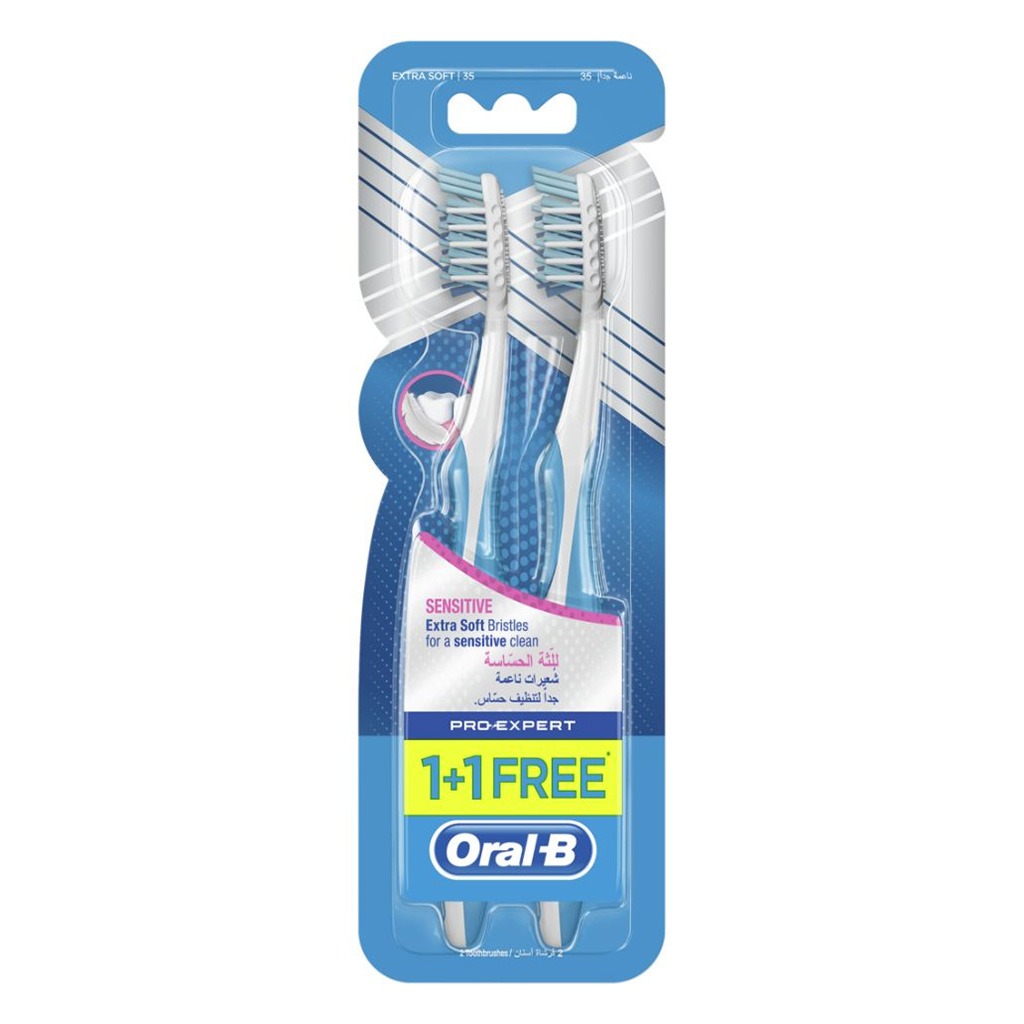 Oral-B Pro Expert 35 Extra Soft Toothbrush For Sensitive Gums, Pack of 1+1