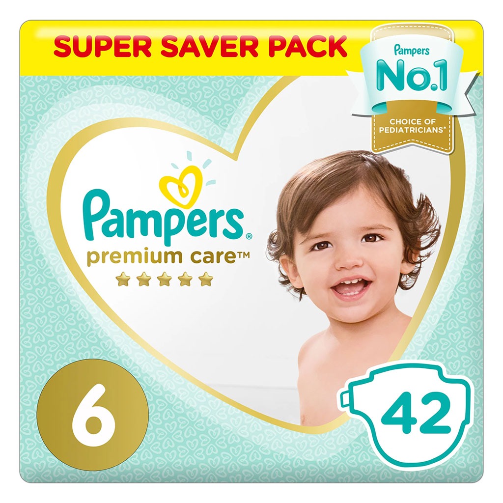 Pampers Premium Care Baby Diapers, Size 6, For 13+Kg, Pack of 42's