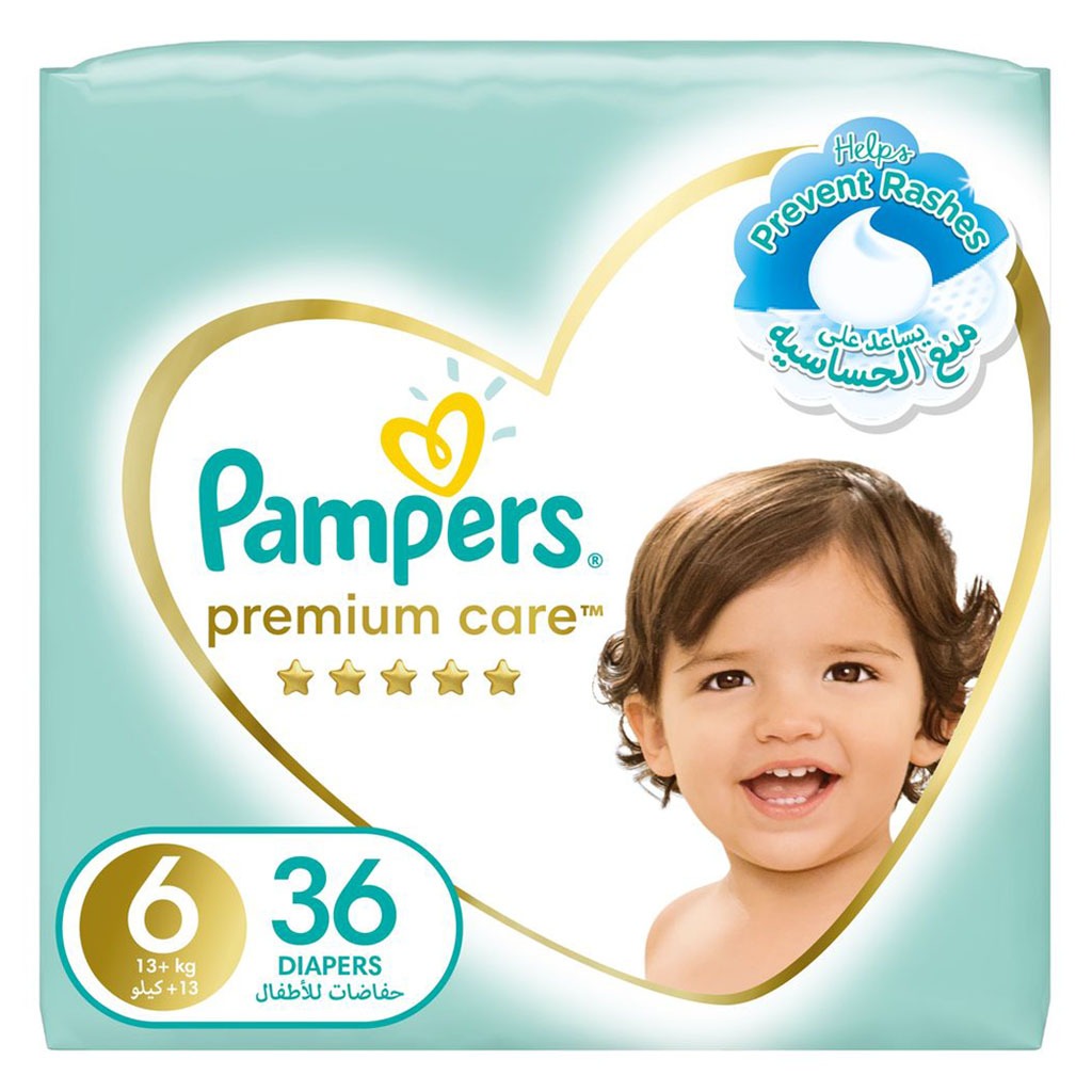 Pampers Premium Care Baby Diapers, Size 6, For 13+Kg, Pack of 36's