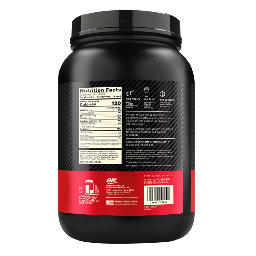 Optimum Nutrition Gold Standard 100% Whey Protein Powder Double Rich Chocolate 2lb