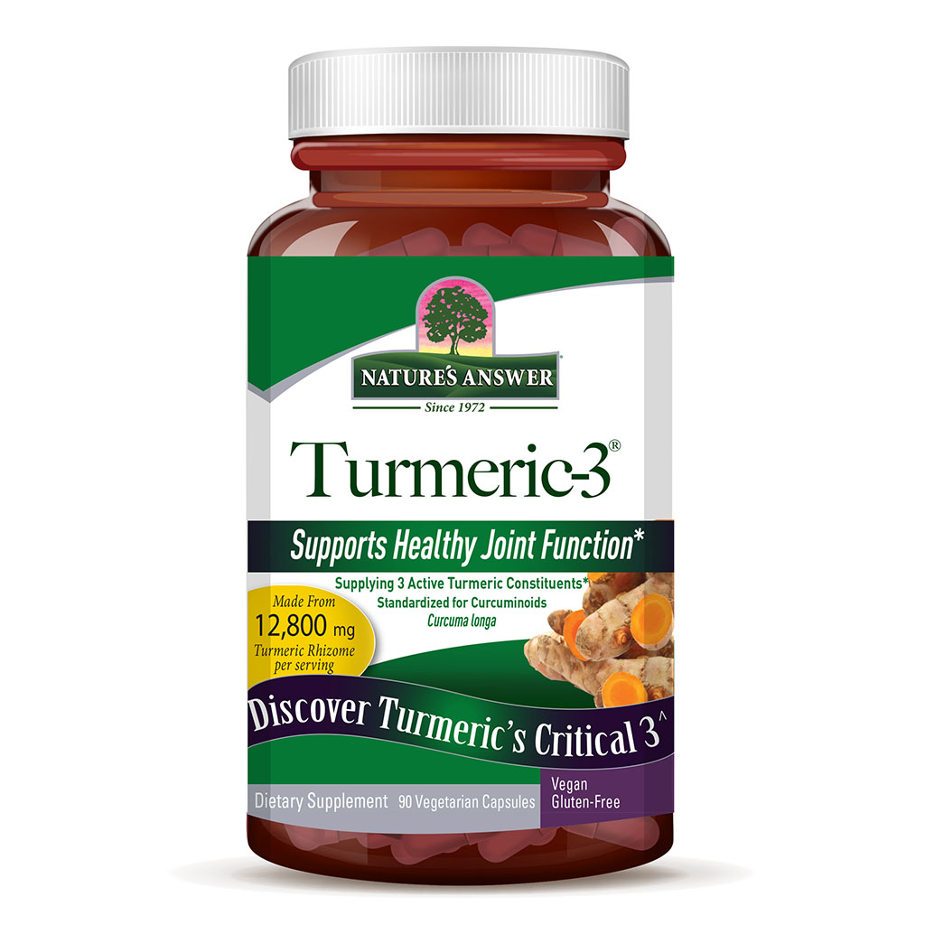 Nature's Answer Turmeric 3 12,800 mg Herbal Equivalent Vegan Capsules For Bone & Joint Health, Pack of 90's