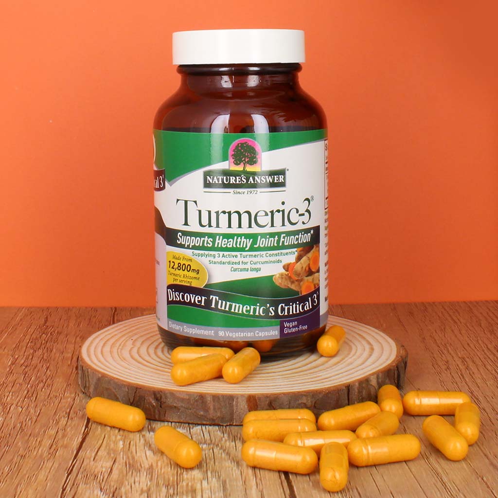 Nature's Answer Turmeric 3 12,800 mg Herbal Equivalent Vegan Capsules For Bone & Joint Health, Pack of 90's