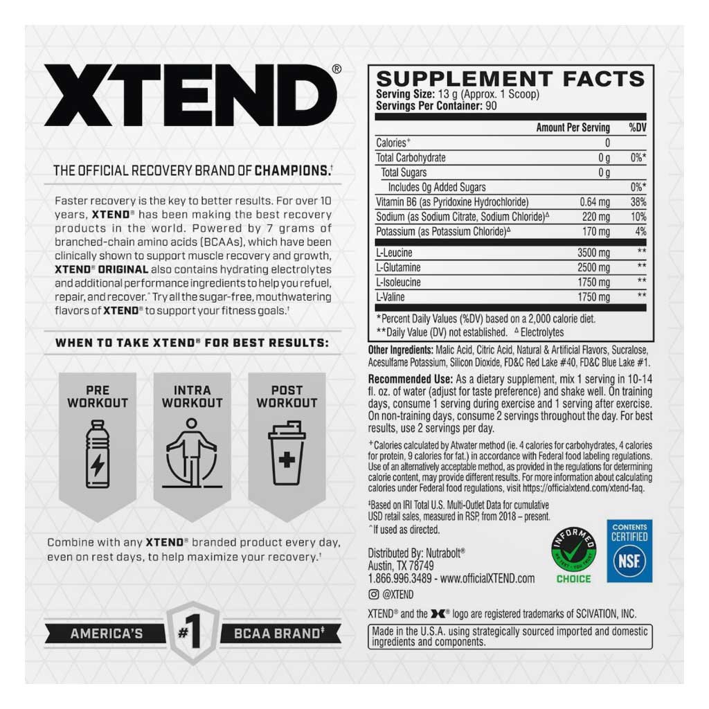 Scivation Xtend Original BCAA Performance Supplement - Knockout Fruit Punch, 90 Servings