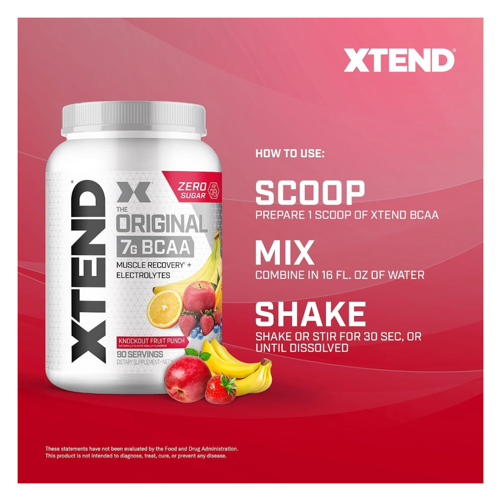 Scivation Xtend Original BCAA Performance Supplement - Knockout Fruit Punch, 90 Servings