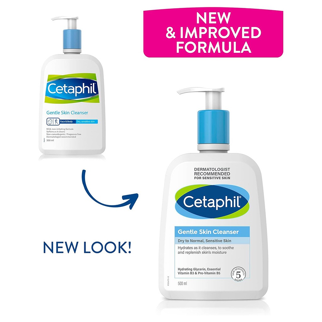 Cetaphil Gentle Skin Cleanser, Face & Body Wash For Men & Women With Dry to Normal and Sensitive Skin, Unscented, 500ml