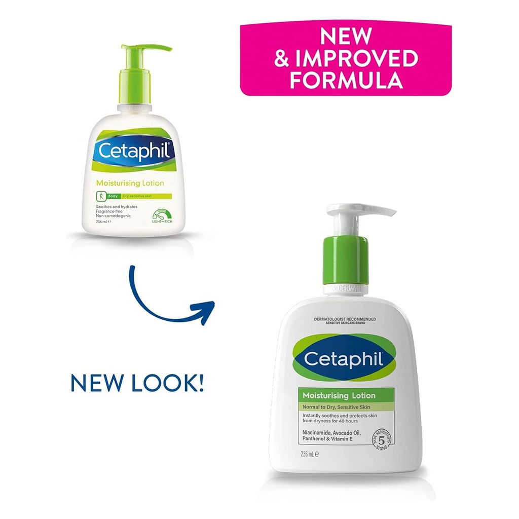 Cetaphil Moisturizing Lotion, Face & Body Moisturizer For Men & Women With Normal to Dry Sensitive Skin, Unscented, 236ml