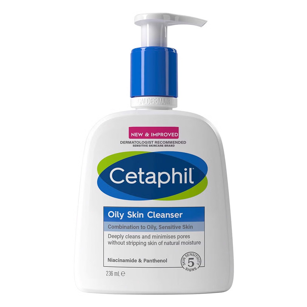 Cetaphil Oily Skin Cleanser, Foaming Face & Body Wash for Men & Women With Combination to Oily and Sensitive Skin, Unscented, 236ml