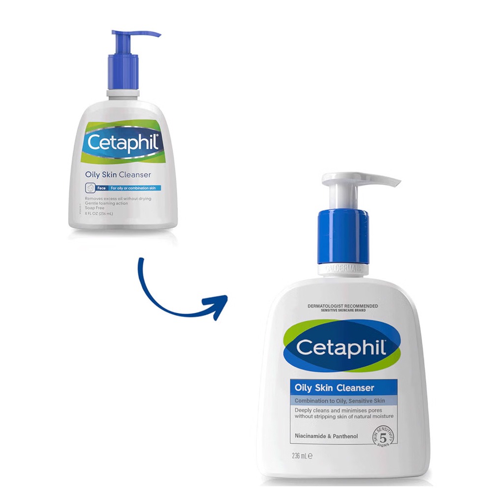 Cetaphil Oily Skin Cleanser, Foaming Face & Body Wash for Men & Women With Combination to Oily and Sensitive Skin, Unscented, 236ml