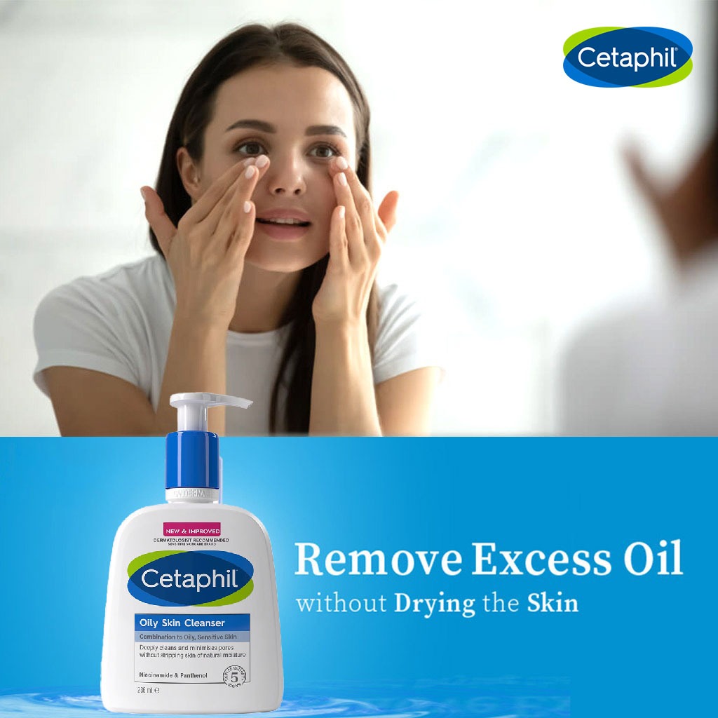 Cetaphil Oily Skin Cleanser, Foaming Face & Body Wash for Men & Women With Combination to Oily and Sensitive Skin, Unscented, 236ml