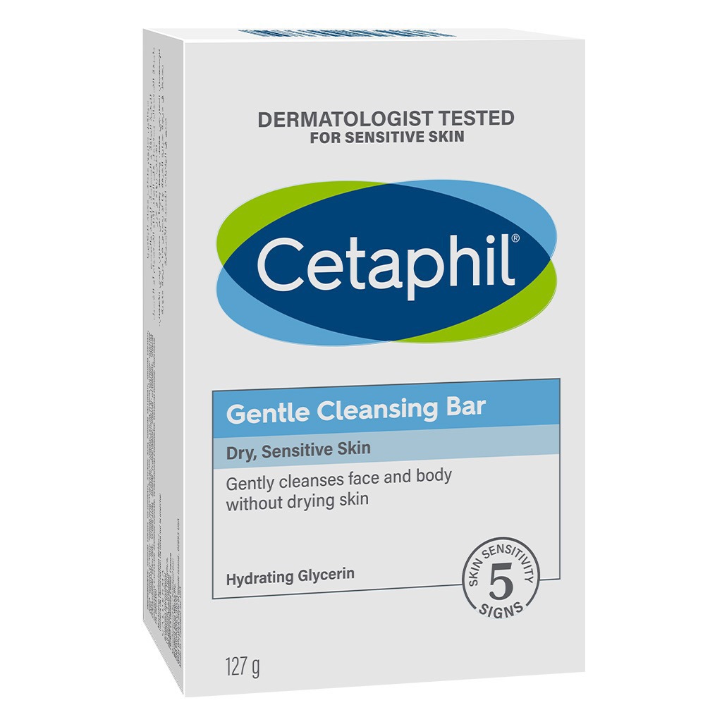 Cetaphil Gentle Face & Body Cleansing Bar For Men & Women With Dry to Normal Sensitive Skin, Unscented, 127g