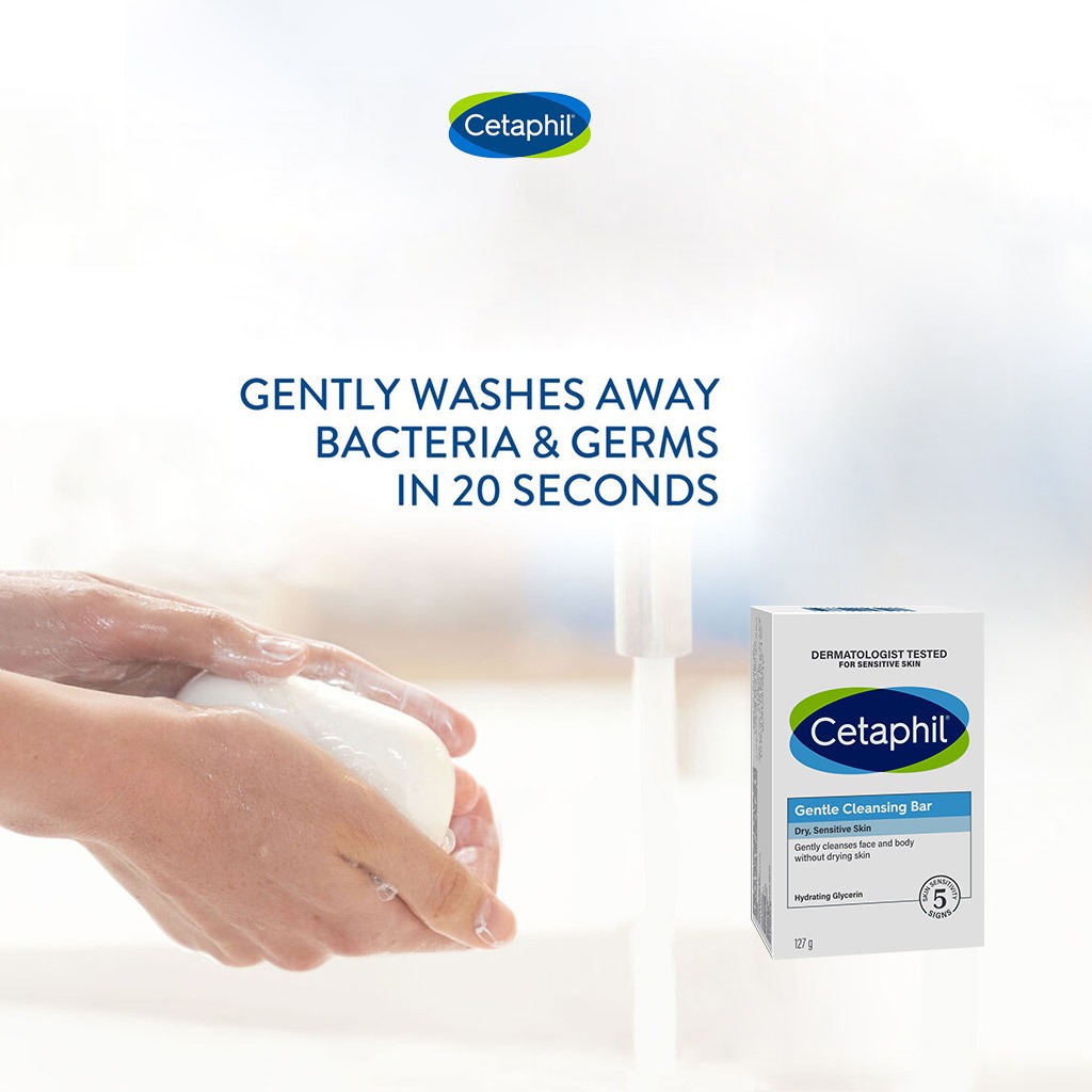 Cetaphil Gentle Face & Body Cleansing Bar For Men & Women With Dry to Normal Sensitive Skin, Unscented, 127g