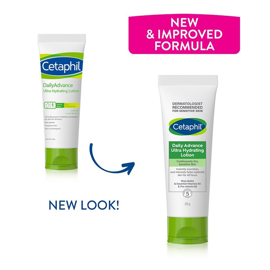 Cetaphil Daily Advance Ultra Hydrating Face & Body Moisturizing Lotion For Men & Women With Dry and Sensitive Skin, Unscented, 225g