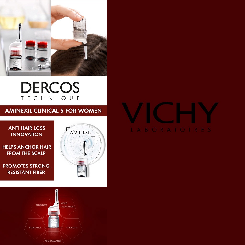 Vichy Dercos Aminexil Clinical 5 Anti-Hair Fall Treatment For Women, Pack of 6ml x 21's