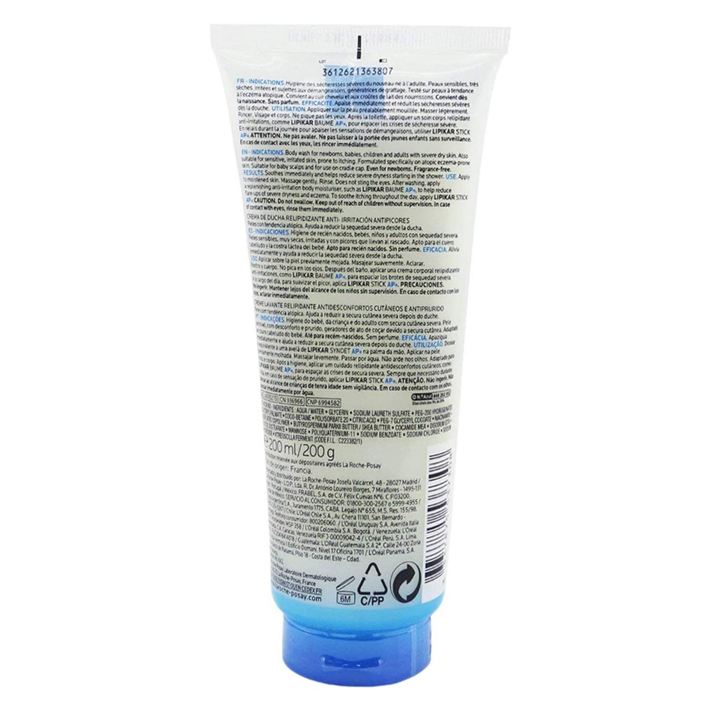 La Roche-Posay Lipikar Syndet AP+ Body Wash For Extremely Dry Atopic Eczema-Prone Skin 200ml