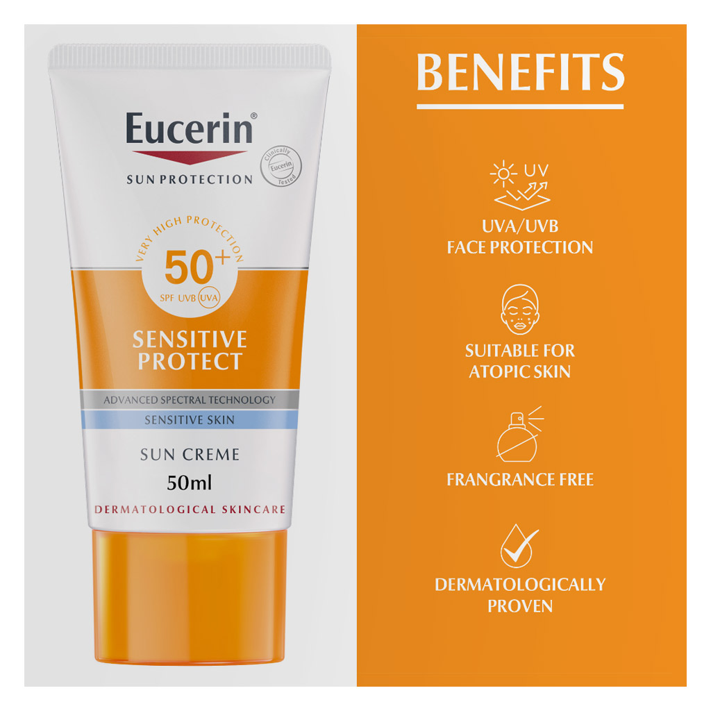 Eucerin Sun Sensitive Protect SPF50+ Sunscreen Cream For Sensitive Skin 50ml 1+1 PROMO 