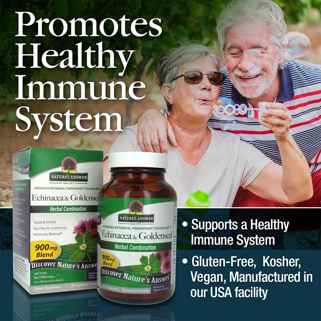 Nature's Answer Echinacea & Goldenseal 900mg Vegan Capsules For Immunity, Pack of 90's
