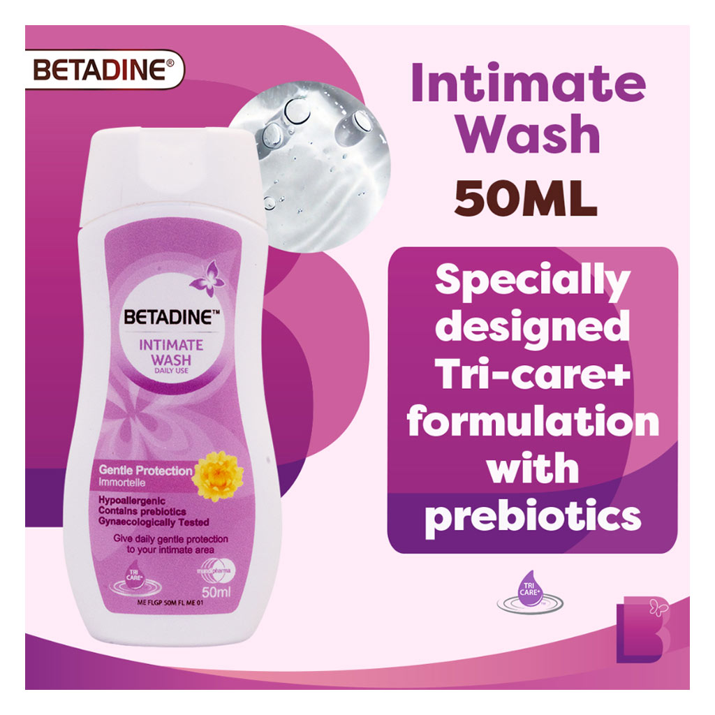 Betadine Daily Use Feminine Intimate Wash Gentle Protection, lmmortelle 50ml