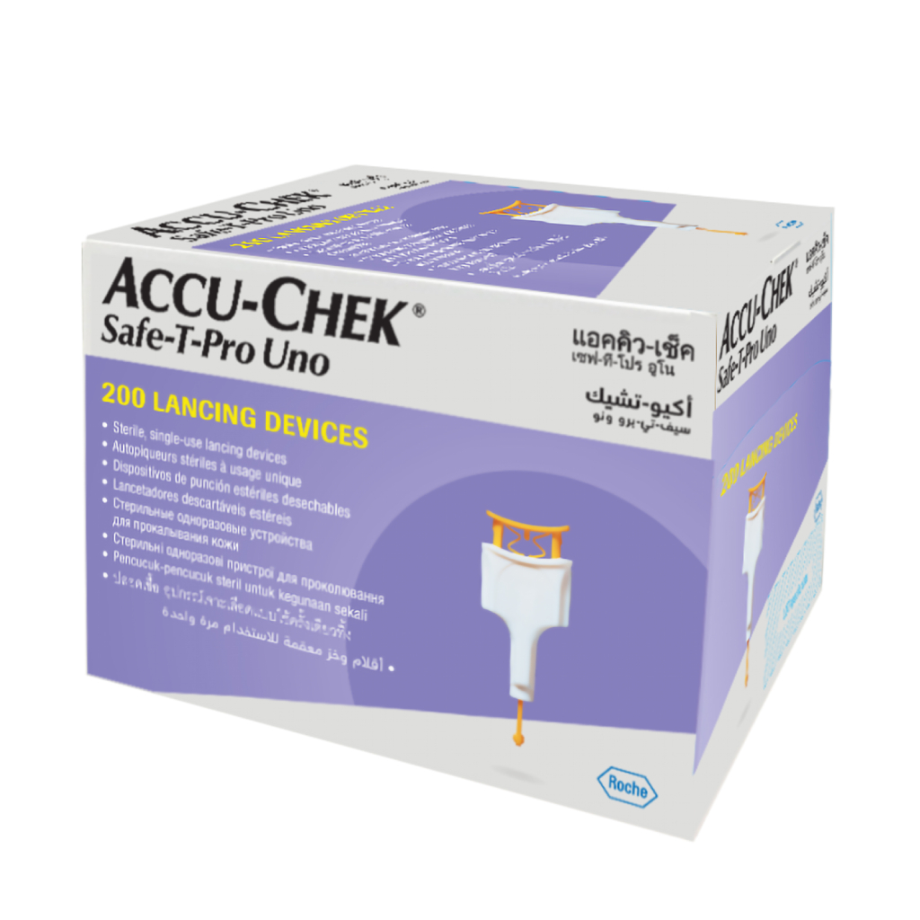 Accu-Chek Safe-T-Pro Uno Sterile Single Use Lancets For Diabetic Blood Glucose Testing, Pack of 200's